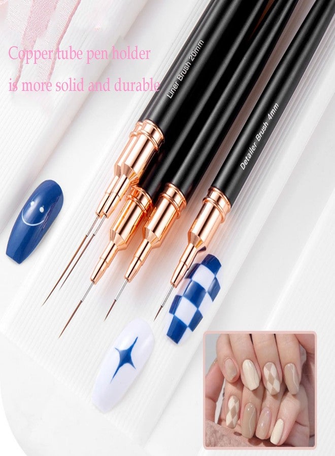 HomTop 5Pcs Metallic Nail Art Liner Brush Set, UV Gel Polish Painting Tools for Long Lines, Thin Details, Fine Drawing, Sizes 4/8/12/20/25mm (Black) - Image 5