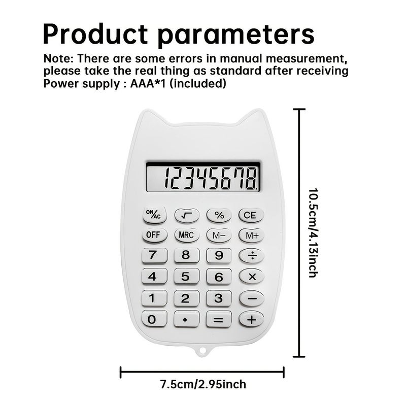 White Mini Calculator Cute Compact Multifunctional Portable Desktop Student Office Home Use - Image 4