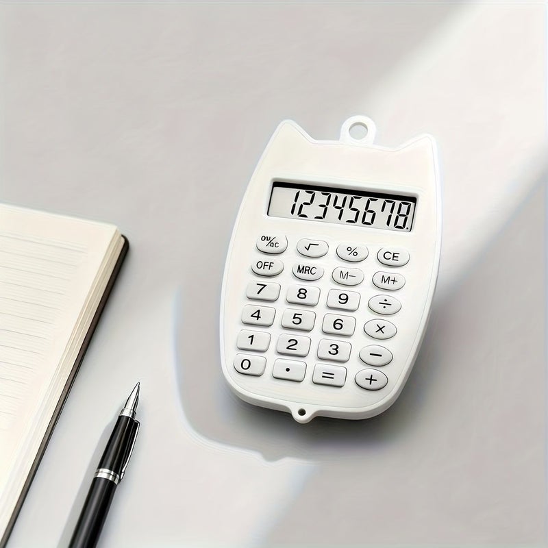 White Mini Calculator Cute Compact Multifunctional Portable Desktop Student Office Home Use - Image 5