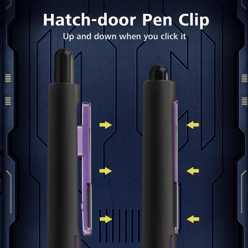WRITECH Retractable Gel Ink Pens: Low Center of Gravity 0.7mm Multicolor Medium Point with Refills Silent Click No Smear Pen Black Blue Purple 3ct Up Gel Flash - Image 5