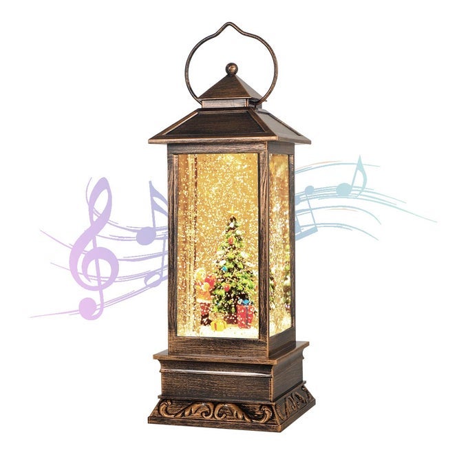 CHRISTMAS SNOW GLOBES LANTERN CHRISTMAS DECORATION INDOOR BATTERY POWERED OR USB POWERED SNOW GLOBE LANTERN WITH MUSIC AND TIMER HOLIDAY DECORATIONS FOR HOME DECOR XMAS GIFTS