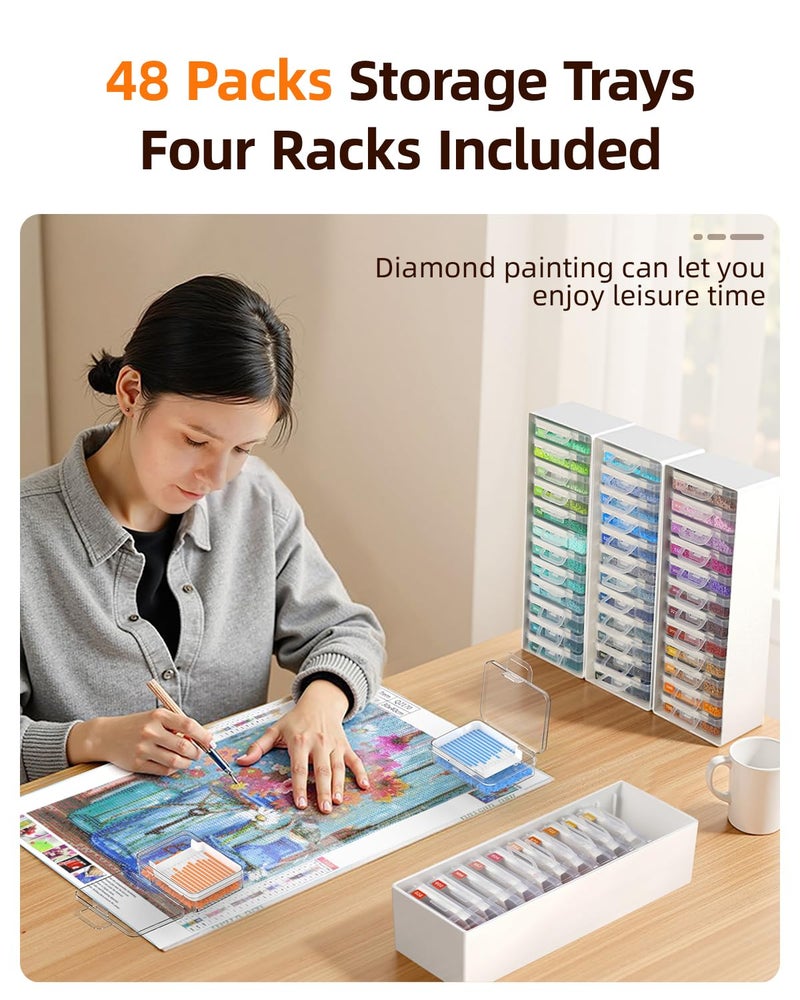 Redtwo 48pcs Diamond Painting Storage Containers Trays with Two Layers, 3-in-1 Diamond Painting Trays with Lids, Diamond Art Accessories, Diamond Art Drills Storage & Line-Up - Image 2