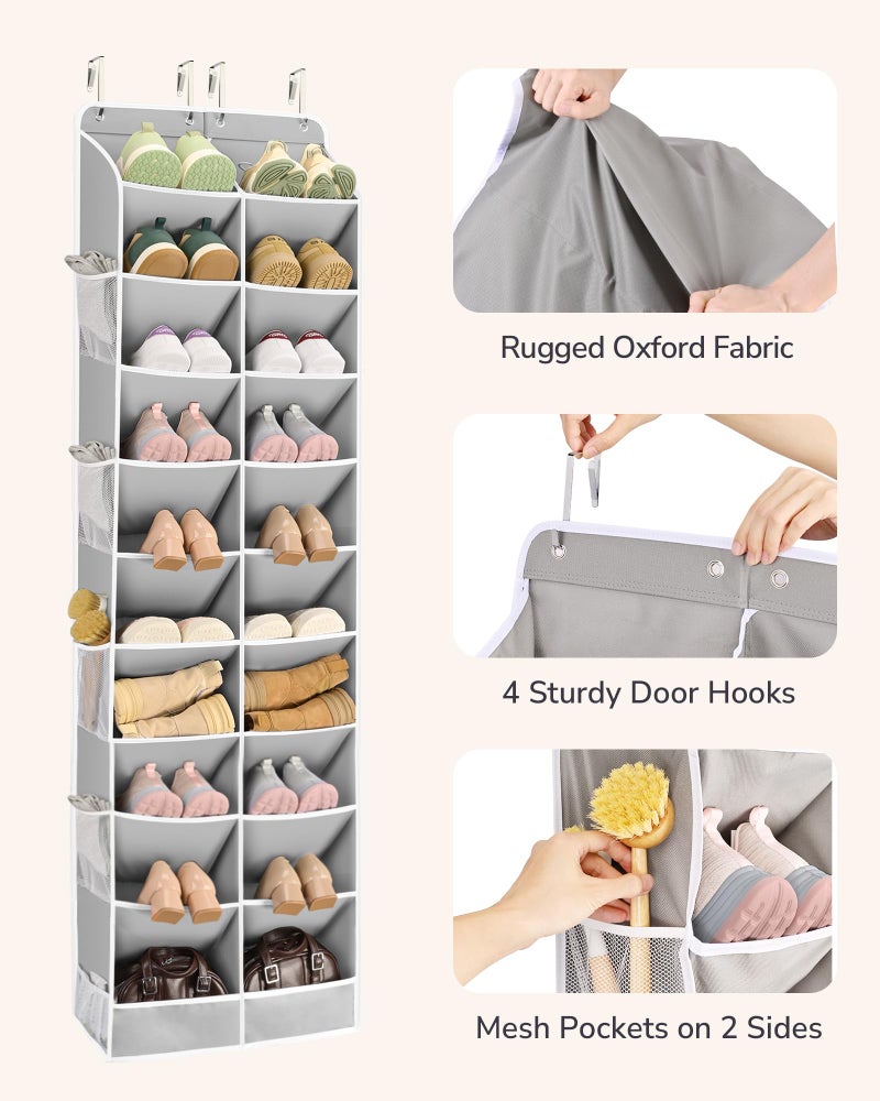 ULG Over The Door Shoe Organizer for Closet Fit 24-32 Pairs with Large Deep Pockets, Narrow Shoe Rack for Door Hanging Boots Storage, Black - Image 5