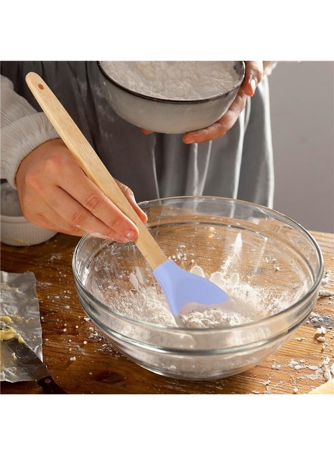 4 Pieces Valentine's Day Heart Shaped Spoons Silicone Spatulas with Wooden Handles for Serving Stirring Baking Kitchen Accessories  - Image 3