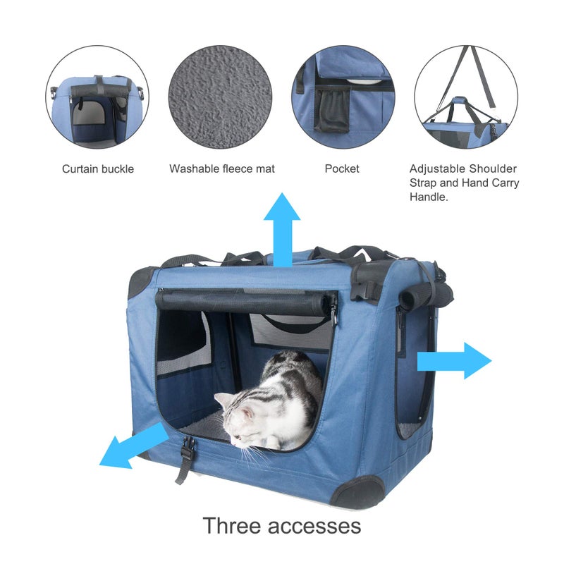Prutapet Large Cat Carrier 24"x16.5"x16.5" Portable Dog Crate for Small Medium Dogs Collapsible Traveling Pet Crate with Collapsible Bowl - Image 5