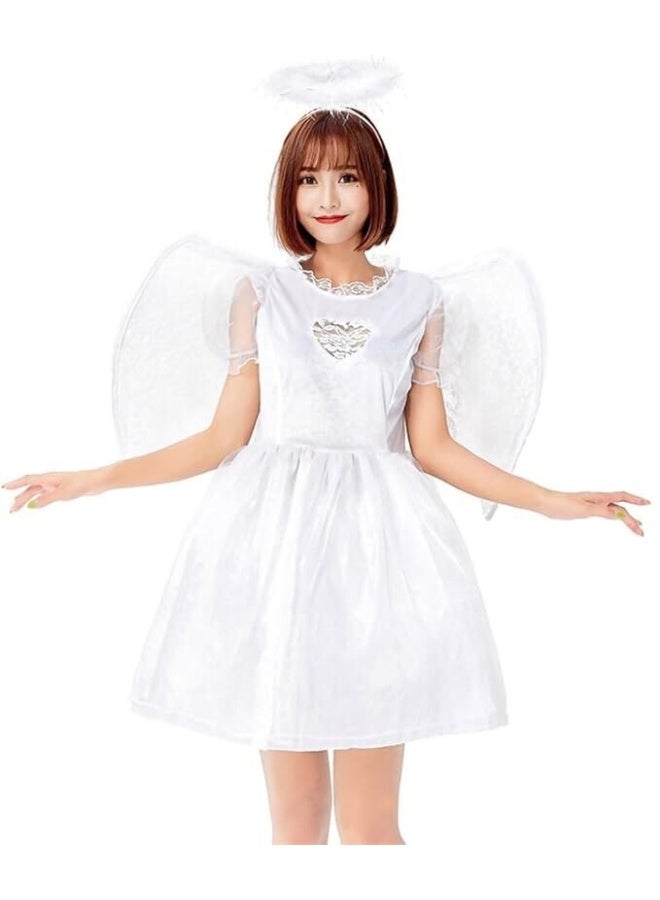 Toyland White Angel Costume Dress with Wings and Halo – Halloween Fairy Outfit - Image 1