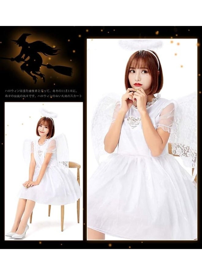 Toyland White Angel Costume Dress with Wings and Halo – Halloween Fairy Outfit - Image 2