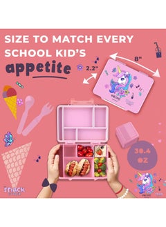 Snack attack Lunch Box for Kids School,Children Lunch Box with Compartments, Bento Box Children, Leak-proof Lunch Box for Girls and Boys, Snack Box, Perfect for School, Nursery & Trips (Pink Unicorn)  - Image 2