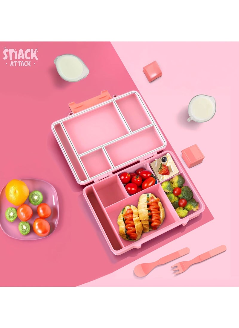 Snack attack Lunch Box for Kids School,Children Lunch Box with Compartments, Bento Box Children, Leak-proof Lunch Box for Girls and Boys, Snack Box, Perfect for School, Nursery & Trips (Pink Unicorn)  - Image 3