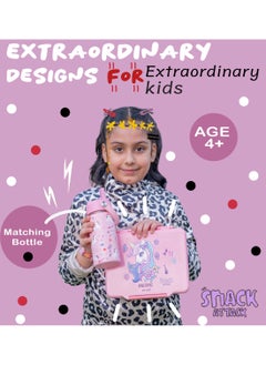 Snack attack Lunch Box for Kids School,Children Lunch Box with Compartments, Bento Box Children, Leak-proof Lunch Box for Girls and Boys, Snack Box, Perfect for School, Nursery & Trips (Pink Unicorn)  - Image 4