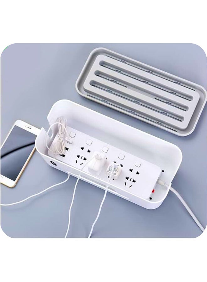 Chase Up Advanced Cable Management Box Extension Floor Cord Organizer Box with Slotted Top for Phones, Tablets | Surge Protection for Home and Office | High Utility (White) - Image 2