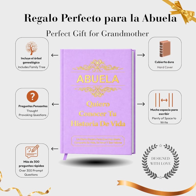 XKFCFC Abuela, Quiero Conocer Tu Historia de Vida (Tapa Dura): Regalo Emotivo para Mujeres – Perfecto para Cumpleaños, Día de Acción de Gracias, Día de la Madre y Navidad - Image 3