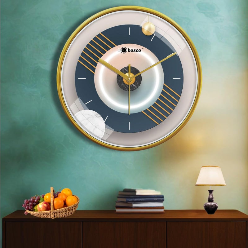 Bosco Decorative Non Ticking Silent, Multicolour dial with Golden Frame 30 CM, Modern Design Round Wall Clock for Home, Living Room, Bedroom, Office and Kitchen | BWC-1646 - Image 4
