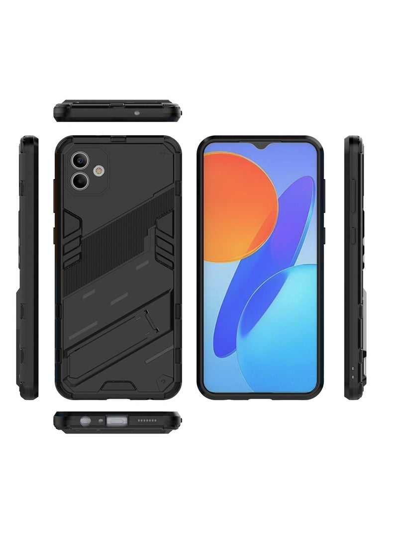 Punk Armor 2 in 1 PC Tpu Shockproof Phone Case with Invisible Holder For Samsung Galaxy A04e (black)
