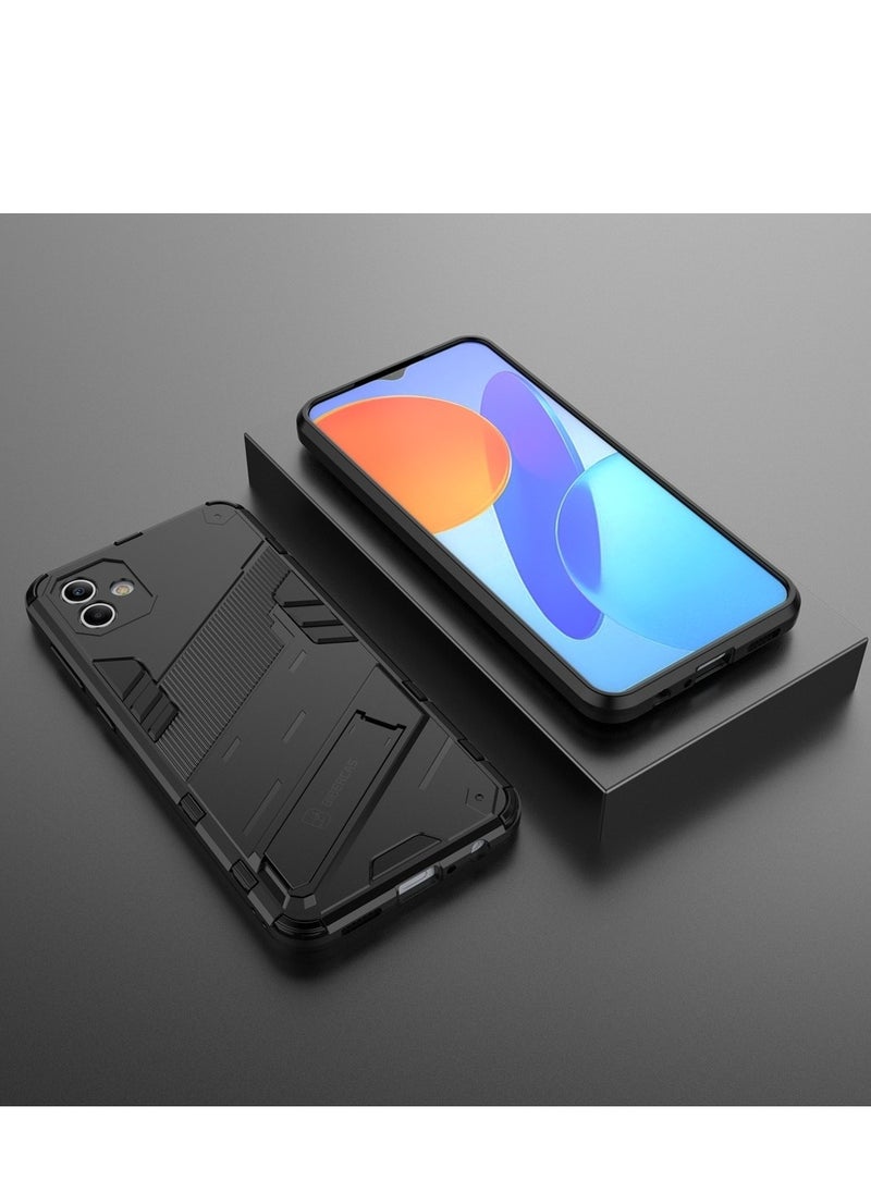 Punk Armor 2 in 1 PC Tpu Shockproof Phone Case with Invisible Holder For Samsung Galaxy A04e (black)