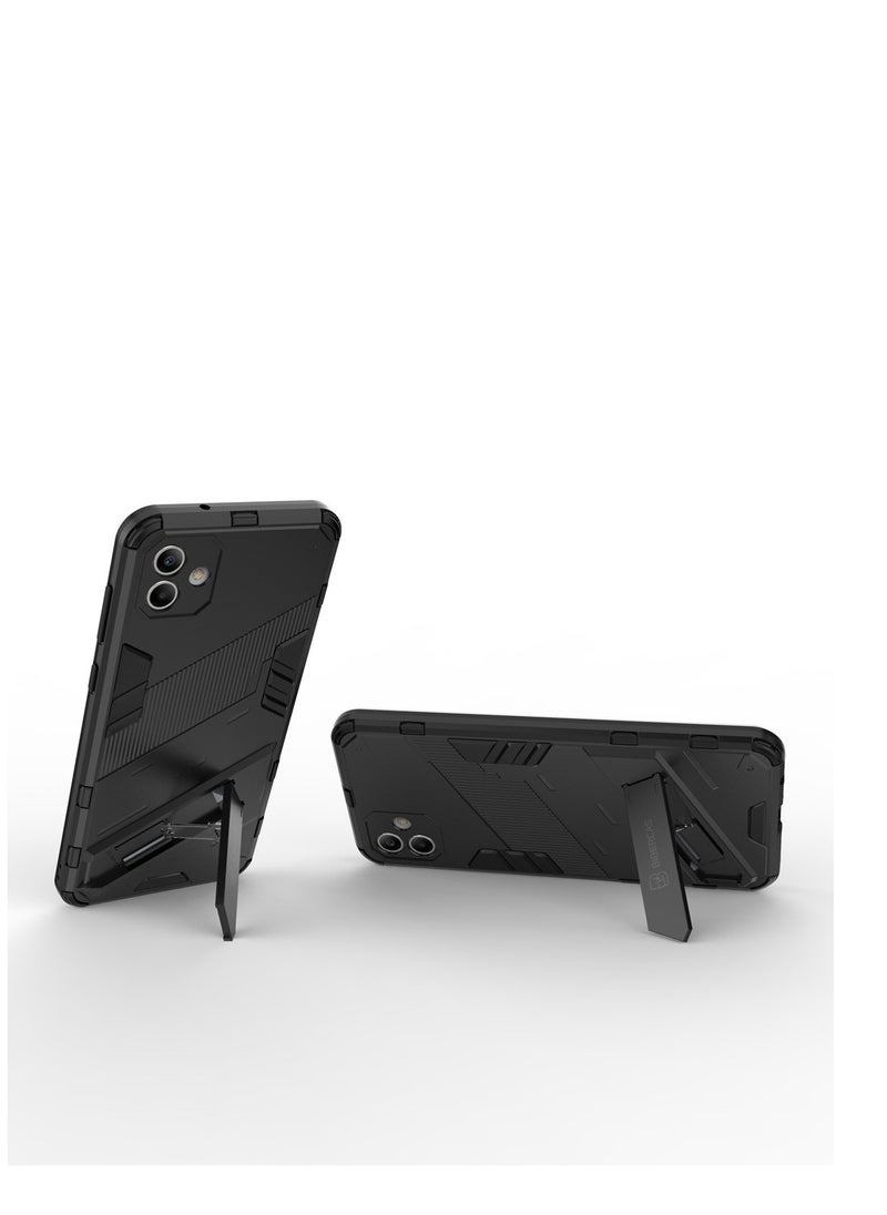 Punk Armor 2 in 1 PC Tpu Shockproof Phone Case with Invisible Holder For Samsung Galaxy A04e (black)