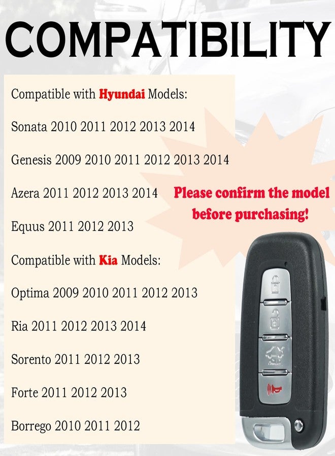 SUPALAND مفتاح بديل من SUPALAND يناسب سيارات هيونداي سوناتا، جينيسيس (2010-2014)، أزيرا، إيكوس، كيا أوبتيما (2009-2013)، ريا، سورينتو، فورتي، بورريجو، جهاز تحكم عن بعد للدخول الذكي بدون مفتاح SY5HMFNA04 - Image 2