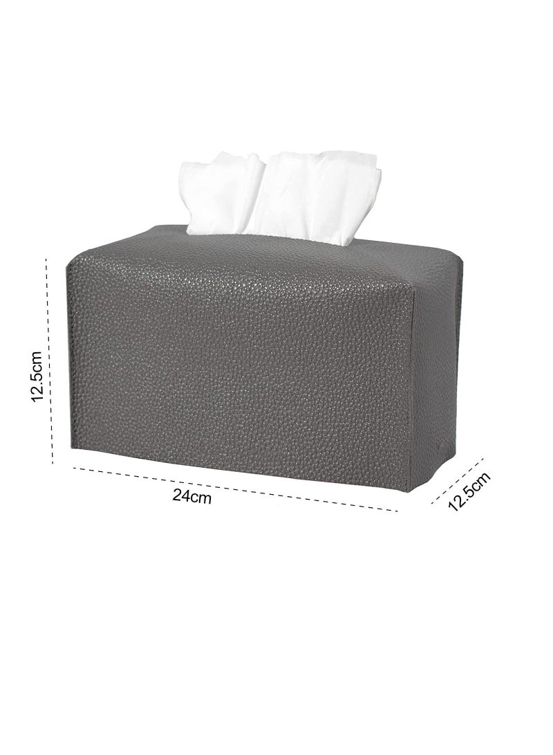 Decorative PU Leather Tissue Box Holder,  Tissue Box Organizer for Bathroom Vanity Countertop, Night Stand, Bedroom Dresser, Office Desk, Car .