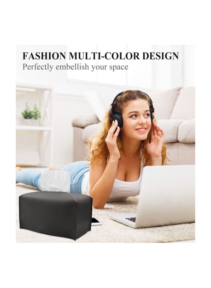 Decorative PU Leather Tissue Box Holder,  Tissue Box Organizer for Bathroom Vanity Countertop, Night Stand, Bedroom Dresser, Office Desk, Car .