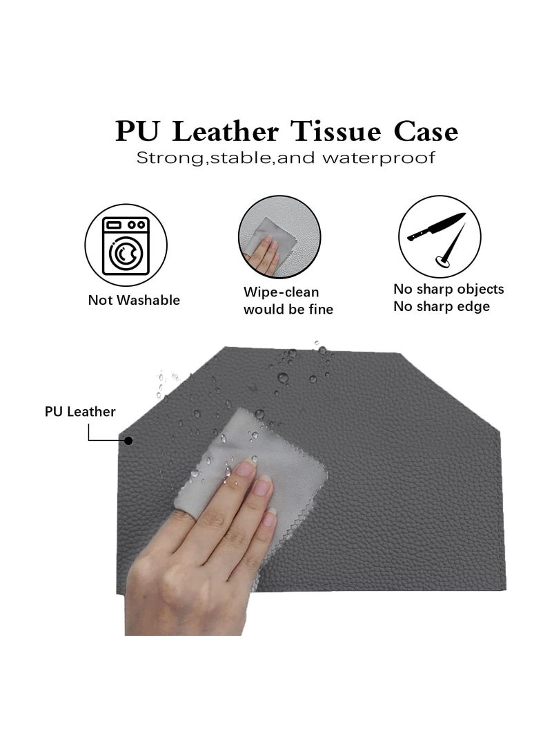 Decorative PU Leather Tissue Box Holder,  Tissue Box Organizer for Bathroom Vanity Countertop, Night Stand, Bedroom Dresser, Office Desk, Car .