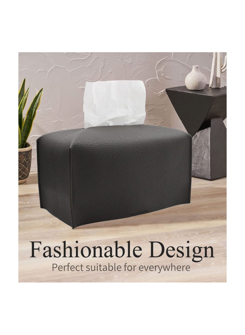 Decorative PU Leather Tissue Box Holder,  Tissue Box Organizer for Bathroom Vanity Countertop, Night Stand, Bedroom Dresser, Office Desk, Car .