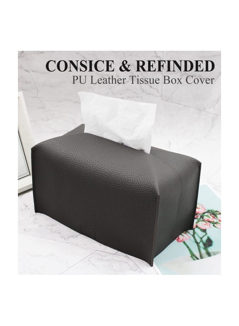 Decorative PU Leather Tissue Box Holder,  Tissue Box Organizer for Bathroom Vanity Countertop, Night Stand, Bedroom Dresser, Office Desk, Car .