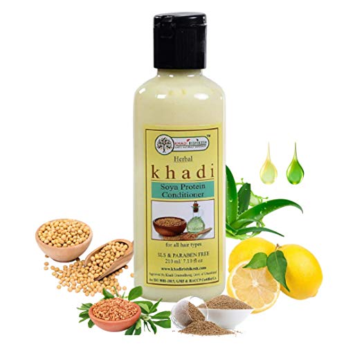 Khadi Rishikesh Herbal Soya Protein Hair Conditioner For Smooth Shine Conditioner intense moisturizing for salon silky smooth hair - for hair damge repair - anti hair fall conditioner ,men & women (210ml)WITH BATHING LOOFAH SPONGE FREE - Image 1