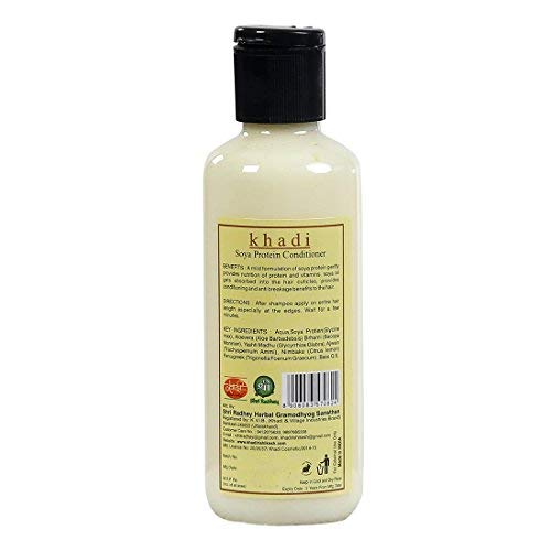 Khadi Rishikesh Herbal Soya Protein Hair Conditioner For Smooth Shine Conditioner intense moisturizing for salon silky smooth hair - for hair damge repair - anti hair fall conditioner ,men & women (210ml)WITH BATHING LOOFAH SPONGE FREE - Image 2