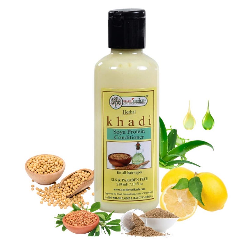 Khadi Rishikesh Herbal Soya Protein Hair Conditioner For Smooth Shine Conditioner intense moisturizing for salon silky smooth hair - for hair damge repair - anti hair fall conditioner ,men & women (210ml)WITH BATHING LOOFAH SPONGE FREE - Image 5