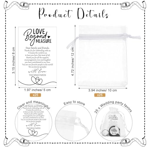 Loetere 25 Sets Wedding Favors for Guests Tape Measure Keychains with Cards Gift Bags for Bridal Shower Wedding Party Souvenirs - Image 2