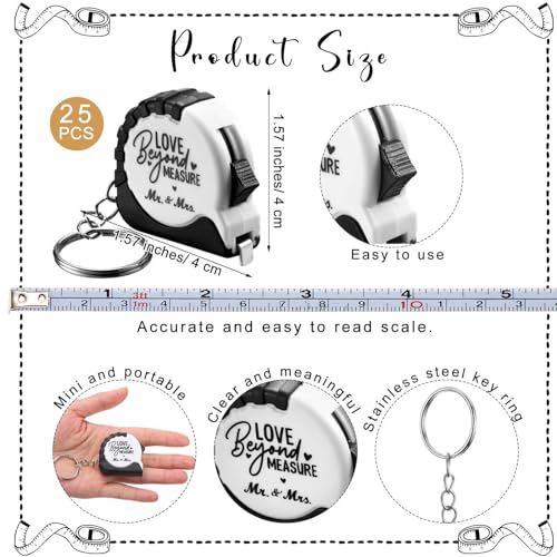 Loetere 25 Sets Wedding Favors for Guests Tape Measure Keychains with Cards Gift Bags for Bridal Shower Wedding Party Souvenirs - Image 3
