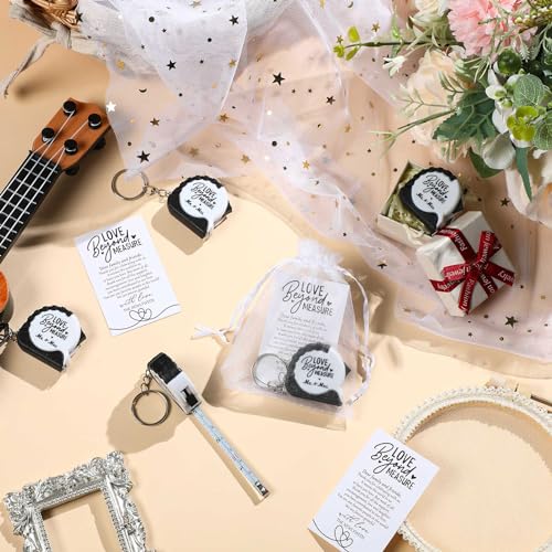 Loetere 25 Sets Wedding Favors for Guests Tape Measure Keychains with Cards Gift Bags for Bridal Shower Wedding Party Souvenirs - Image 4