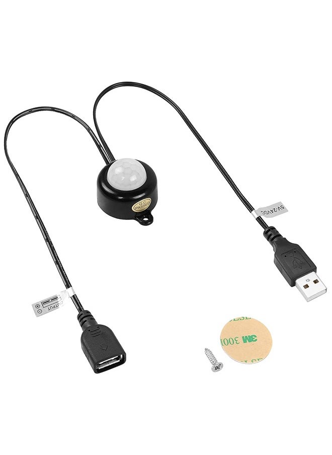 Generic Mini PIR Motion Sensor Switch with USB Interface Cable 2A PIR Infrared Motion Human Body Sensor Detector Switch Light Sensor Adjustable, for LED Strip  - Image 1