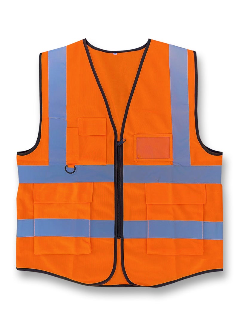 DXB GADGETS High Visibility Multi Use Vest Safety and Utility in Bright Orange  - Image 1
