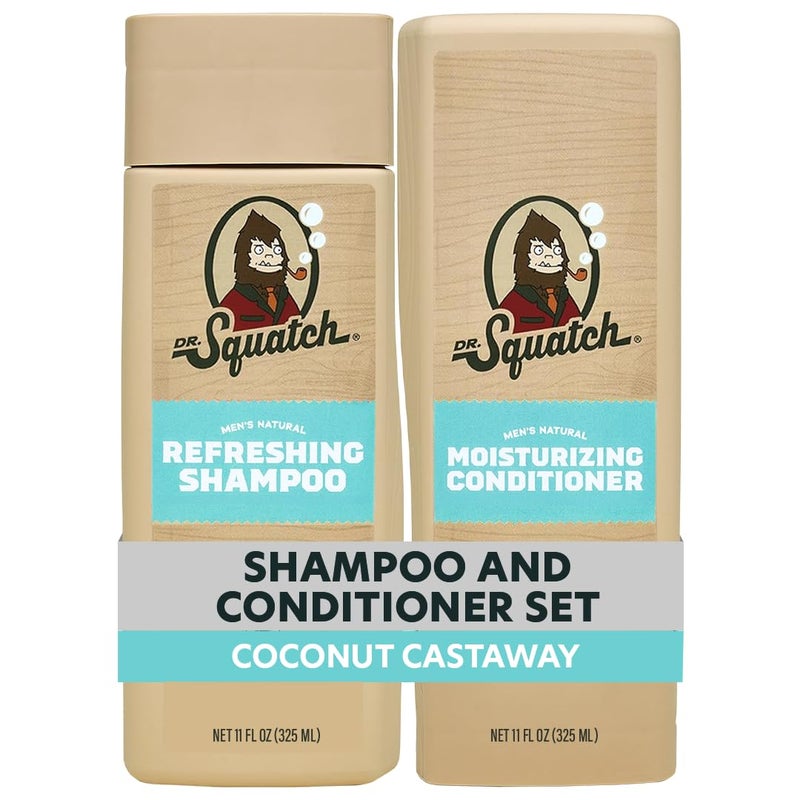 Dr. Squatch Men's Natural Shampoo and Conditioner Set â€“ Sulfate & Paraben Free Natural Shampoo and Conditioner for Men â€“ Scalp Nourishing Formula â€“ Coconut Castaway (11 fl oz, 2-Pack) - Image 3
