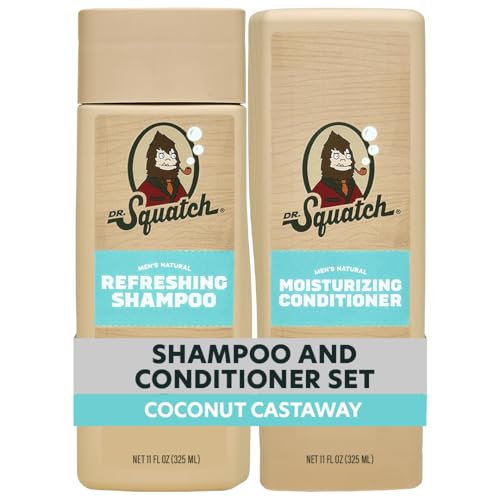 Dr. Squatch Men's Natural Shampoo and Conditioner Set â€“ Sulfate & Paraben Free Natural Shampoo and Conditioner for Men â€“ Scalp Nourishing Formula â€“ Coconut Castaway (11 fl oz, 2-Pack) - Image 1