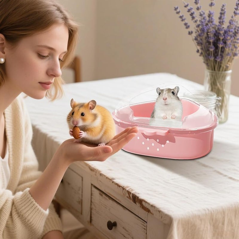 حاوية استحمام كبيرة شفافة للهامستر من الرمل مقاس 12 بوصة متعددة الوظائف للعناية والاختباء واللعب - Image 4