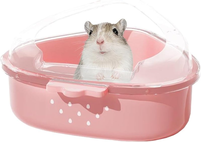 حاوية استحمام كبيرة شفافة للهامستر من الرمل مقاس 12 بوصة متعددة الوظائف للعناية والاختباء واللعب - Image 1
