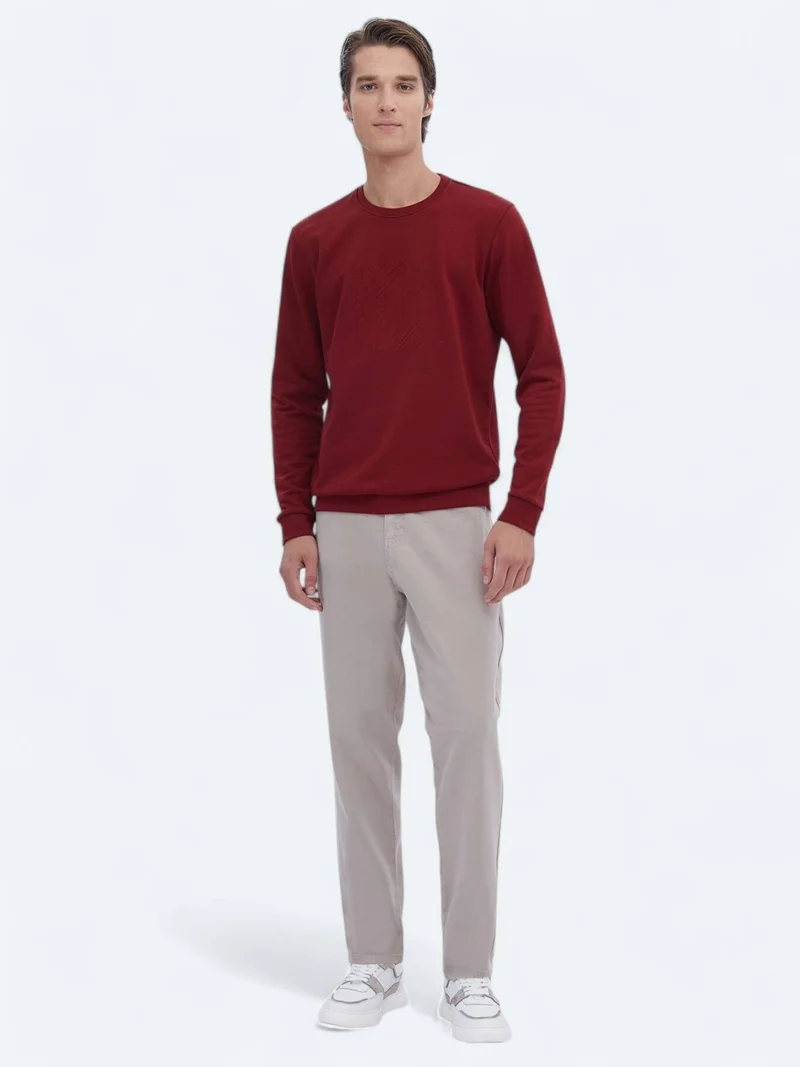 Kip Red Crew Neck Printed Sweatshirt
