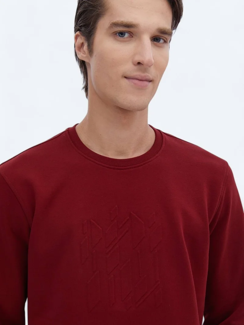 Kip Red Crew Neck Printed Sweatshirt