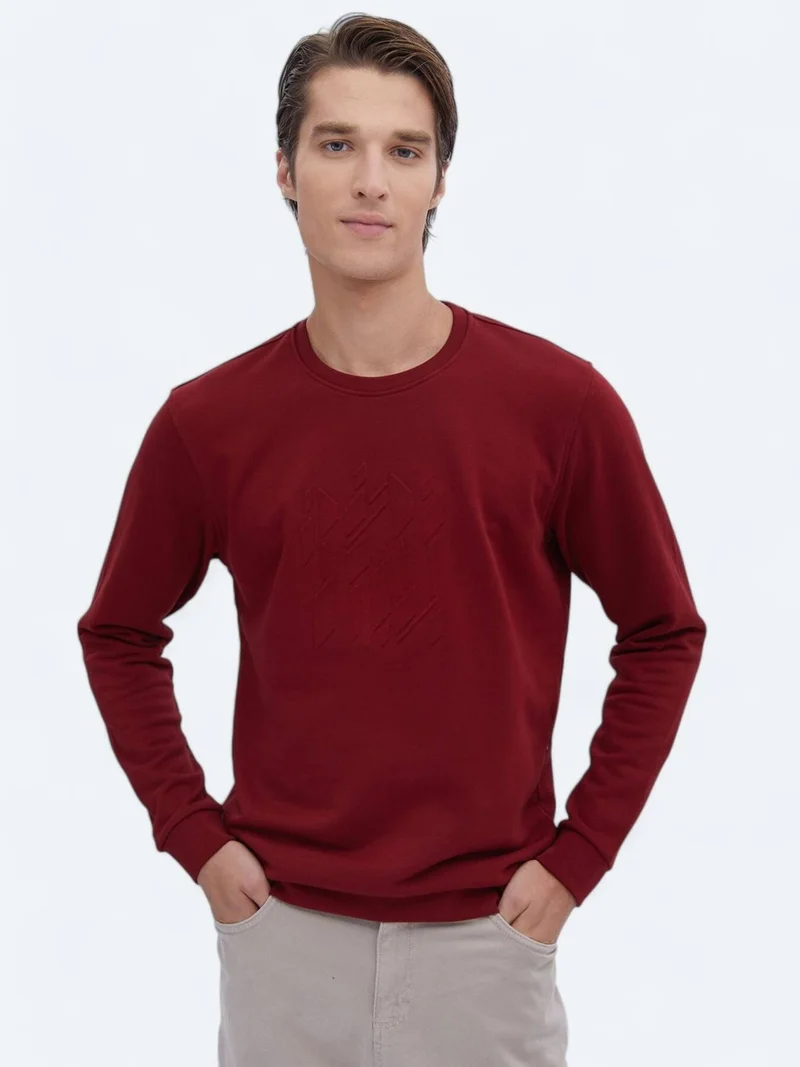 Kip Red Crew Neck Printed Sweatshirt