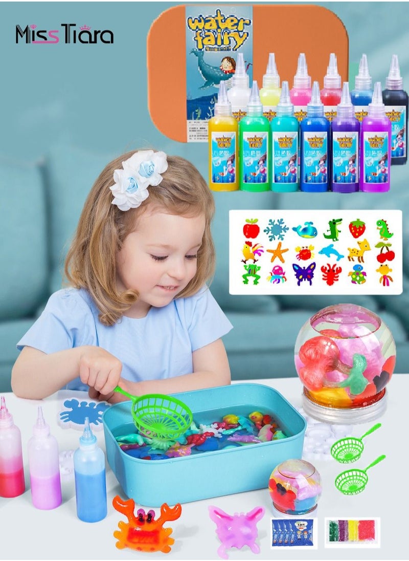 مس تيارا مجموعة ألعاب Magic Water Elf Beads ، مجموعة صانع اسفنجي DIY ، مخلوق حيوانات البحر الهلام ، مجموعة حاويات حسية ، 6 ألوان ، أنشطة إبداعية للأطفال والأطفال من سن 3 سنوات فما فوق (المحيط)  - Image 1
