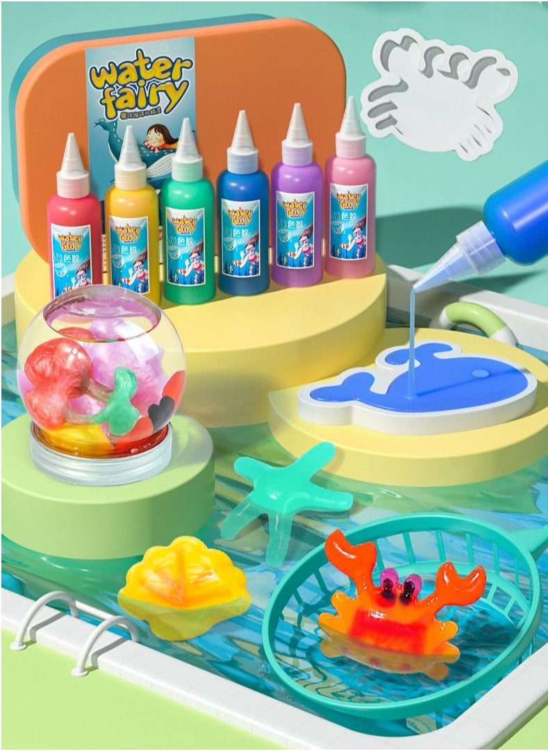 مس تيارا مجموعة ألعاب Magic Water Elf Beads ، مجموعة صانع اسفنجي DIY ، مخلوق حيوانات البحر الهلام ، مجموعة حاويات حسية ، 6 ألوان ، أنشطة إبداعية للأطفال والأطفال من سن 3 سنوات فما فوق (المحيط)  - Image 3