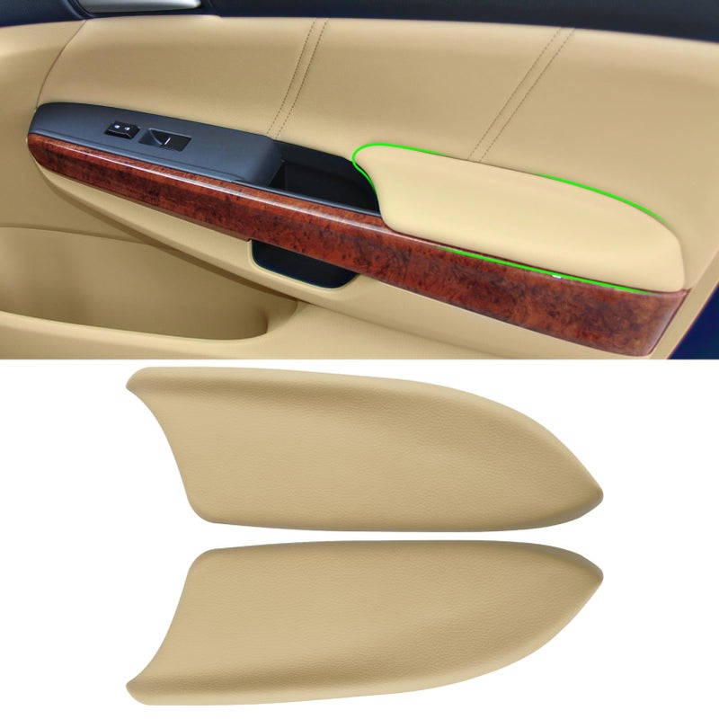 APESER Compatible with Honda Accord Door Panels Armrest Lid 200820122 Pcs PU Leather Door Panel Armrest Cover for Accord Sedan EXEXLLXLXPSE Front Door PanelBeigeNOT Fit for Coupe Model