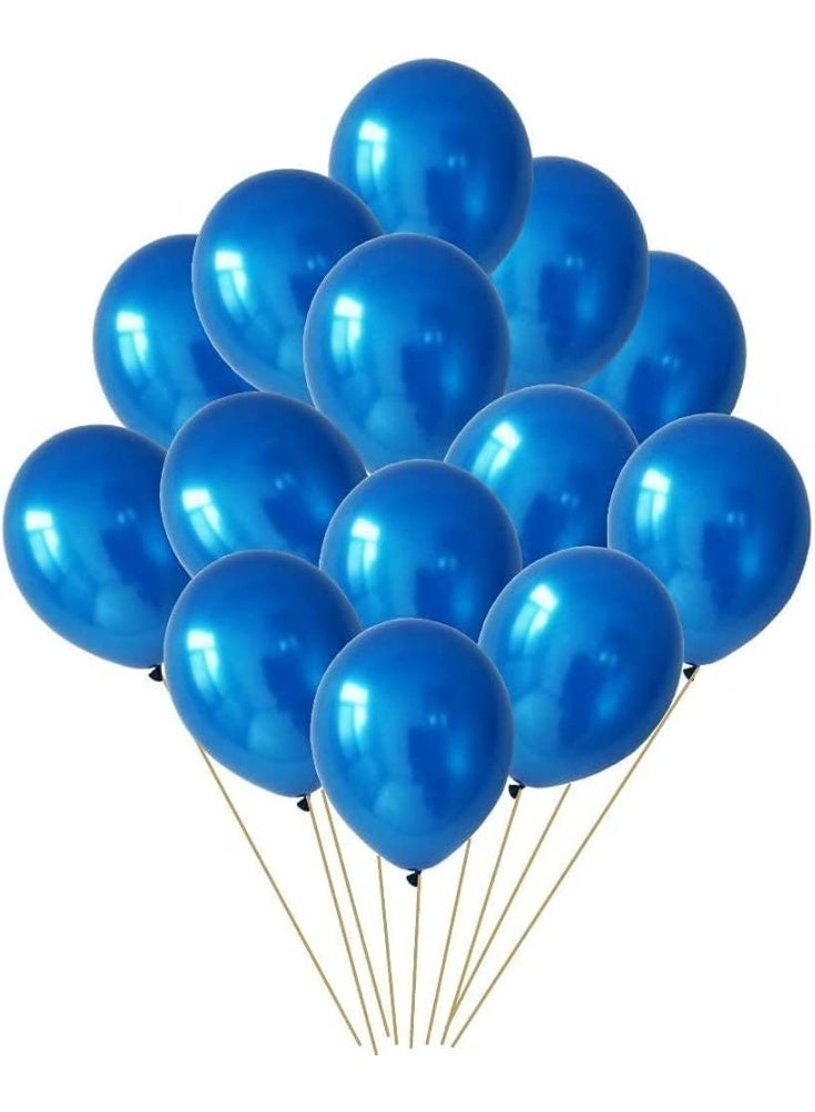 Pack of 50 blue HD metallic balloons. Blue theme for boys' birthday party decoration or anniversary party decoration. Packet of 50 balloons. - Image 1