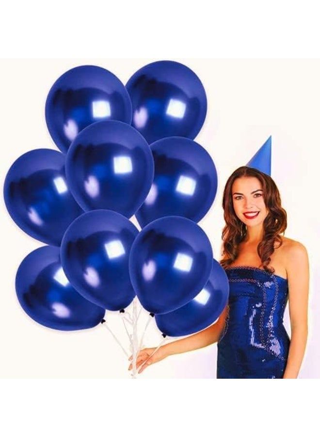 Pack of 50 blue HD metallic balloons. Blue theme for boys' birthday party decoration or anniversary party decoration. Packet of 50 balloons. - Image 3