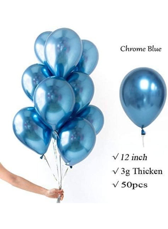 Pack of 50 blue HD metallic balloons. Blue theme for boys' birthday party decoration or anniversary party decoration. Packet of 50 balloons. - Image 5