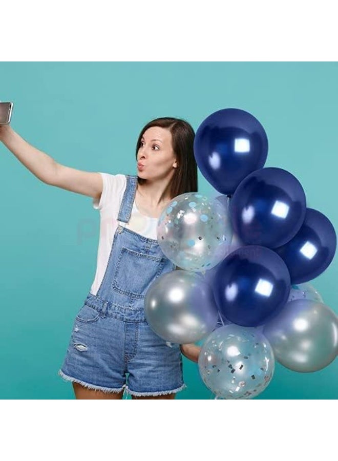 Pack of 50 blue HD metallic balloons. Blue theme for boys' birthday party decoration or anniversary party decoration. Packet of 50 balloons. - Image 4