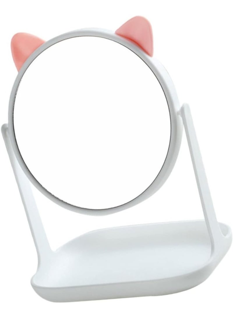 مرآة مكبّرة بتصميم أذنين قطه لطيف مع قاعدة تخزين - Image 3