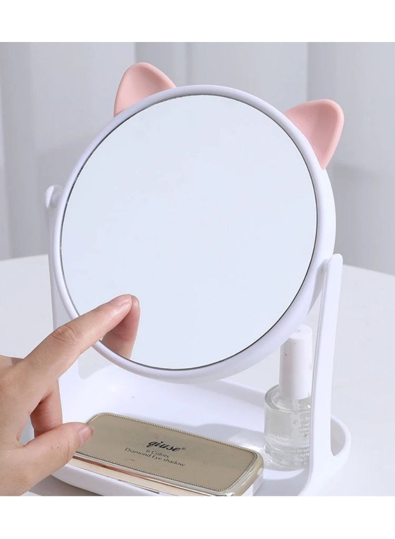 مرآة مكبّرة بتصميم أذنين قطه لطيف مع قاعدة تخزين - Image 5
